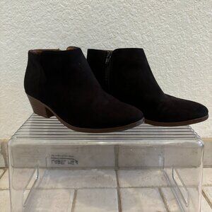 SODA Black Suede Stacked Block Heel Bootie